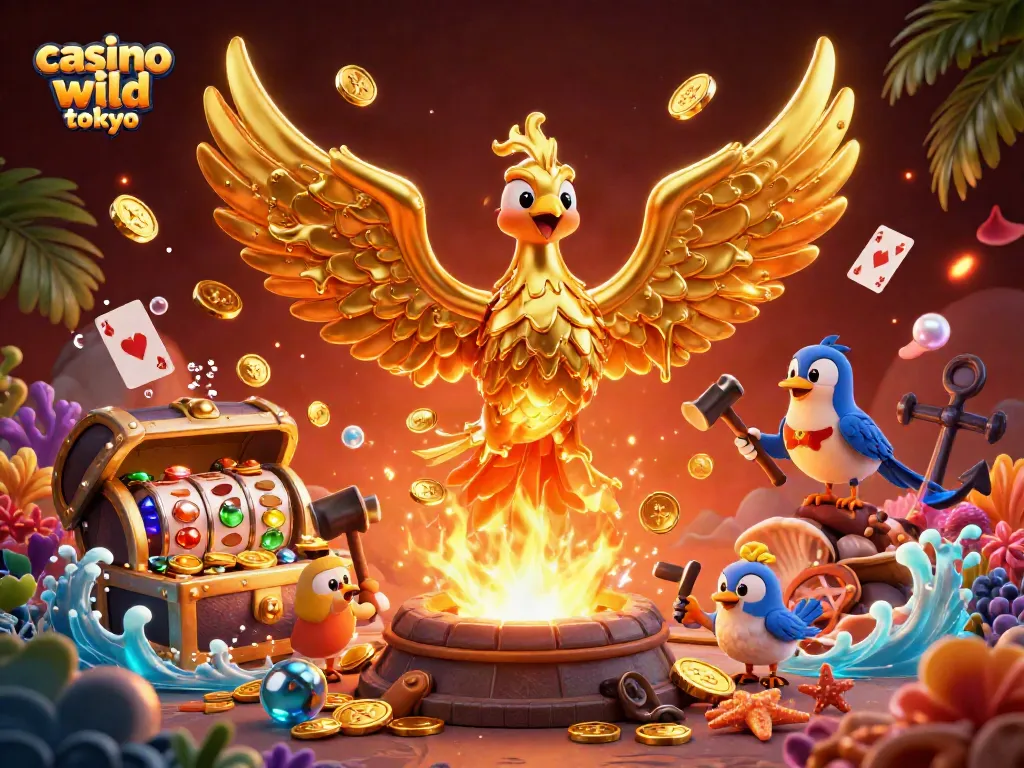 Experience thrilling gameplay at casino wild tokyo with rich visuals of a molten gold phoenix and exciting slot elements.