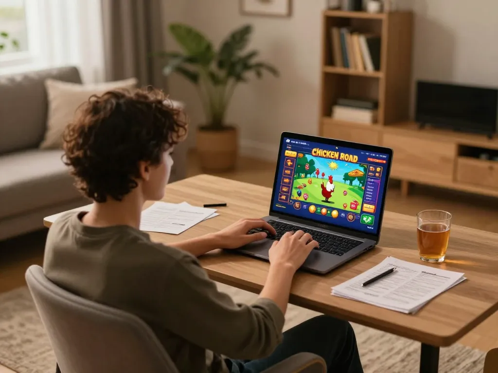 Gioco coinvolgente su Chicken Road recensioni presentato in un accogliente ambiente domestico con grafica vivace.