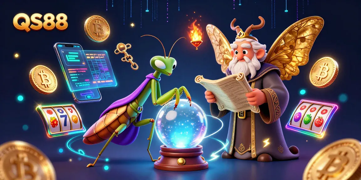 Engage with the magical world of QS88 casino games featuring vibrant characters and cryptocurrency elements.