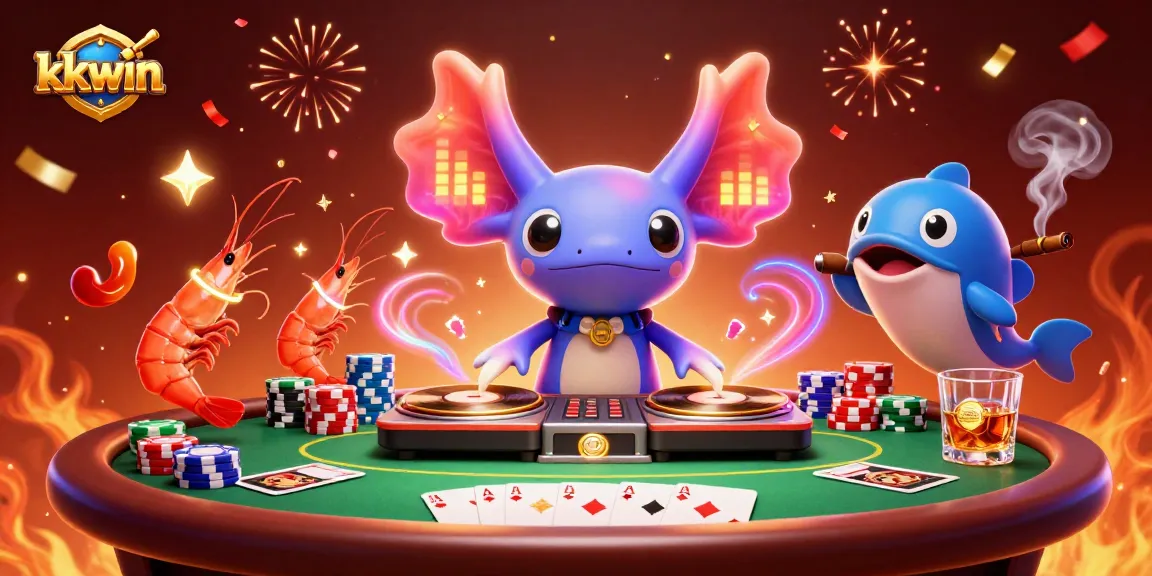 Join the kkwin action with a vibrant 3D casino scene featuring poker and colorful characters.