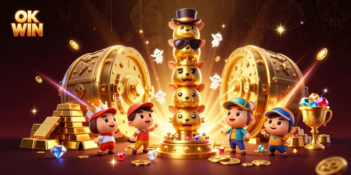Experience thrilling gaming moments with OK WIN's dynamic casino illustration, showcasing vibrant visuals and exciting elements.