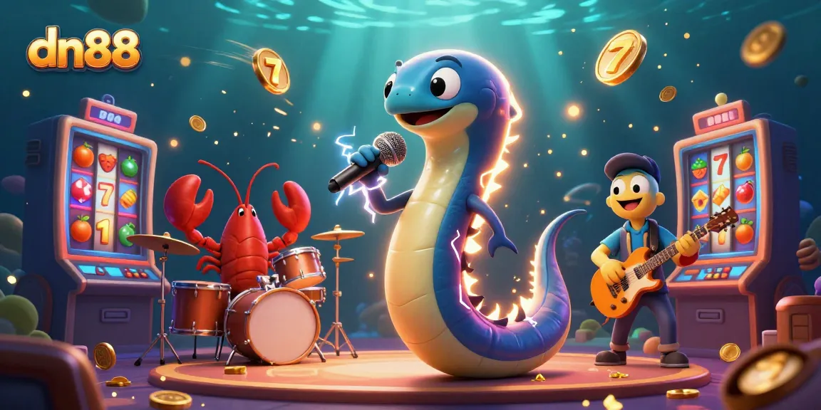 Experience thrilling gameplay with dn88 in this vibrant underwater casino illustration featuring fun characters.